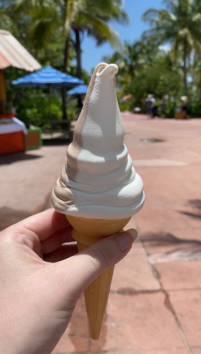 Eating ice cream is part of the Castaway Cay Leaderboard. 