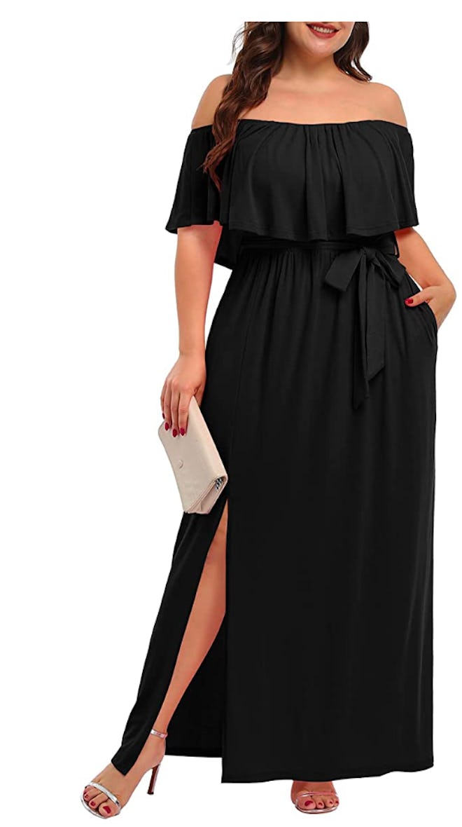 Pinup Fashion Off The Shoulder Maxi Dress 