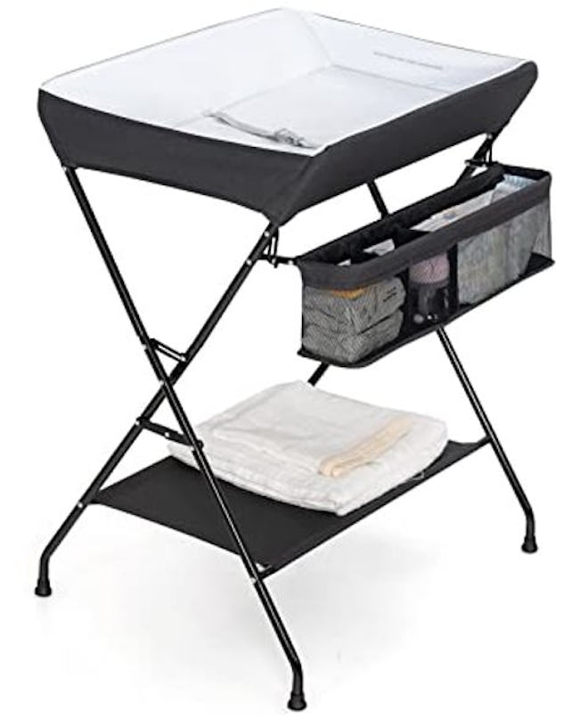 The Costzon portable changing table is lightweight and great for traveling. 