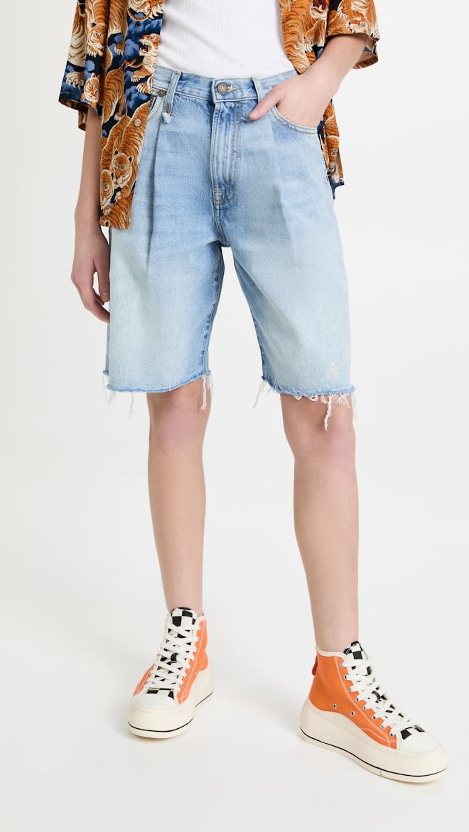 R13 Damon Pleated Relaxed Shorts  