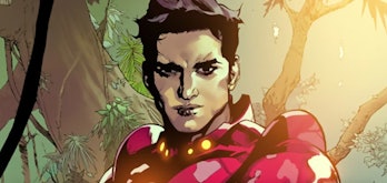 Iron Lad stands in a jungle in Avengers Vol.  5 #34