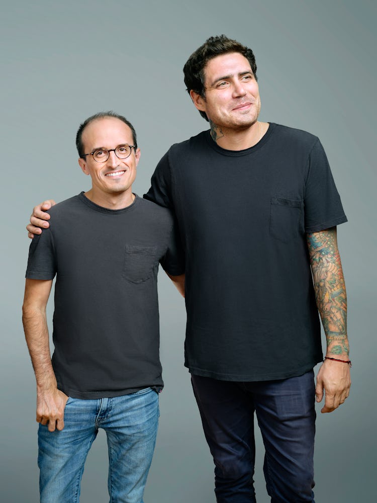 Bored Ape Yacht Club founders Greg Solano and Wylie Aronow pose next to each other