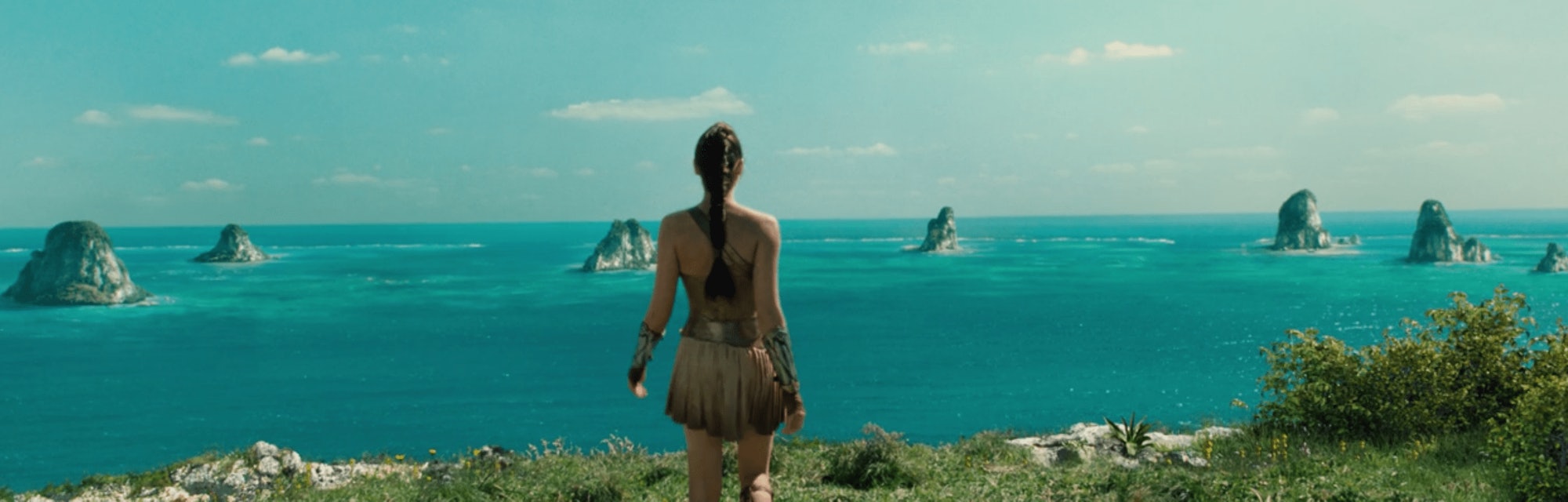 View of Diana looking out at the ocean from Wonder Woman