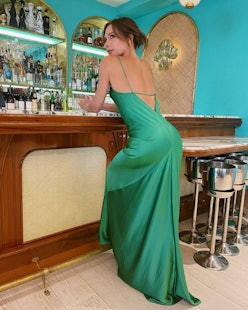 victoria beckham in a green dress