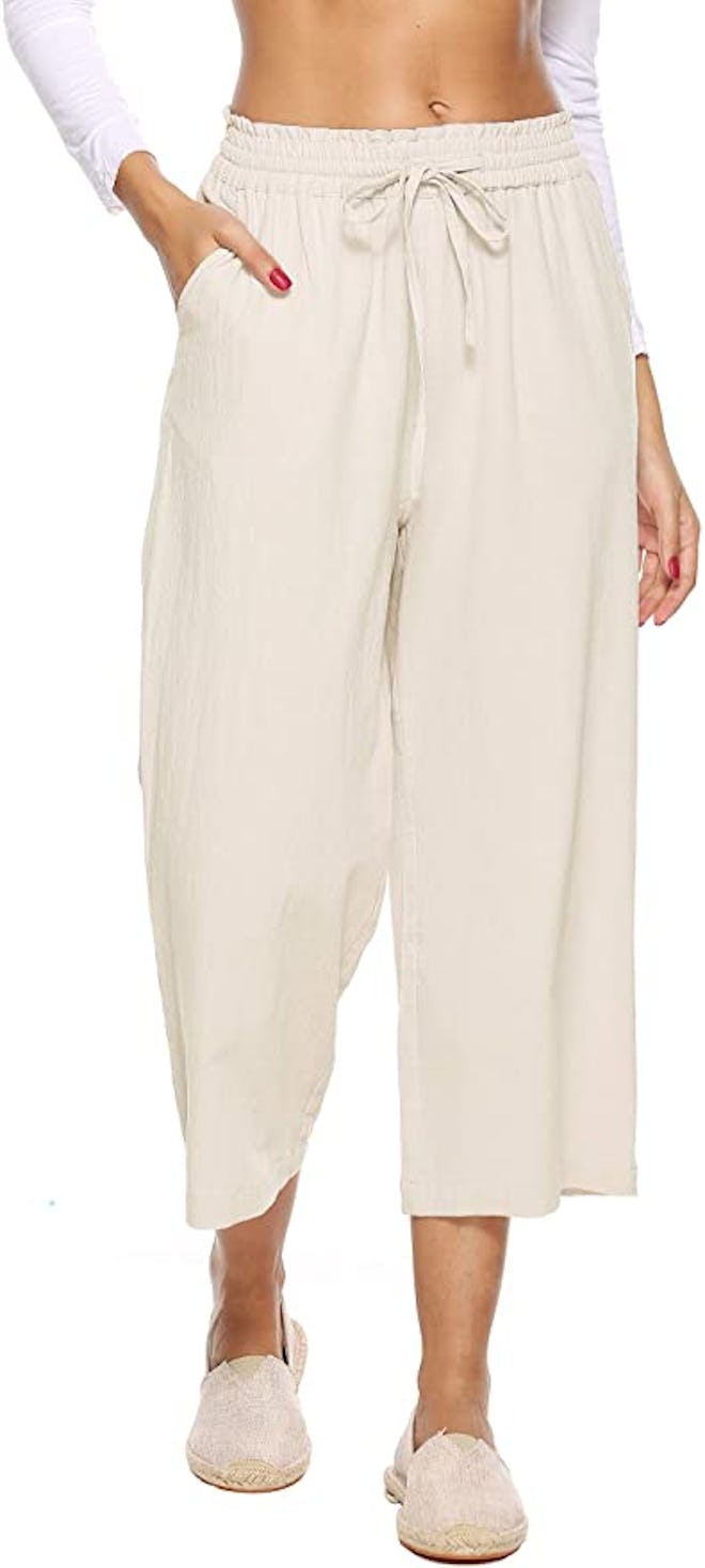 LNX High Waisted Linen Trousers with Pockets
