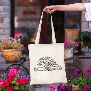 Kimoli Wildflower Open Book Canvas Tote Bag