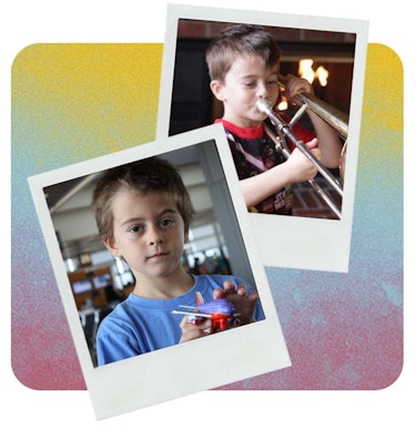 Two pictures of Harry Mayes from his moms blog