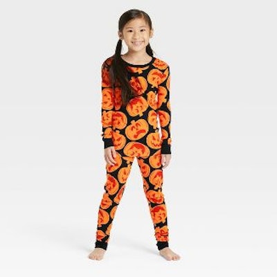 Classic Jack-O-Lantern Halloween pajamas for kids are always in style.