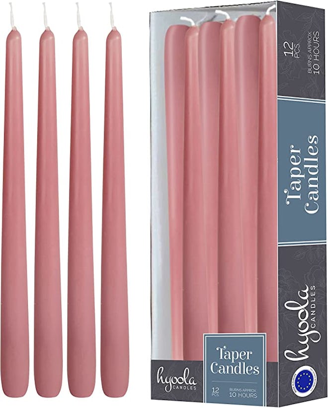 Hyoola Pink Dripless Taper Candles (12-Pack)