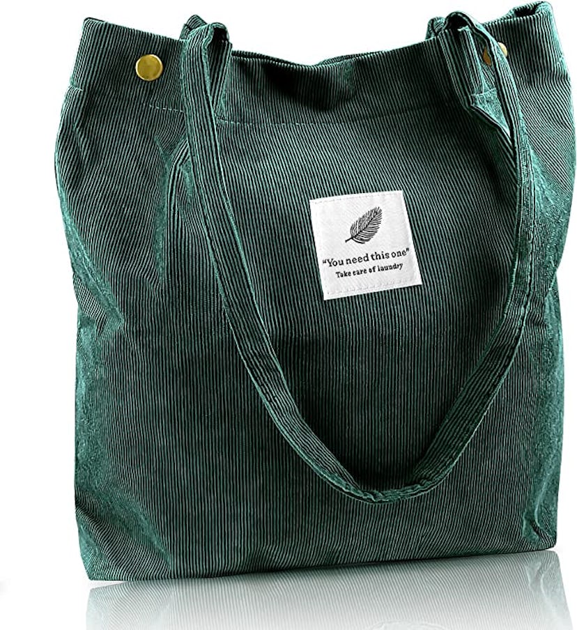 Corduroy Tote Bag With Inner Pocket