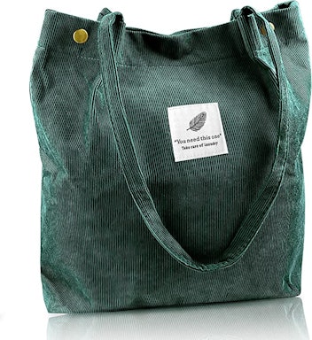 Corduroy Tote Bag With Inner Pocket