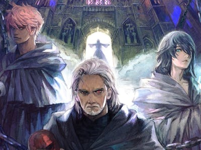 Final Fantasy XIV patch 6.2, showing three characters in front of a rib vault