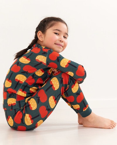 These caramel apple Halloween pajamas for kids are so sweet and seasonal.