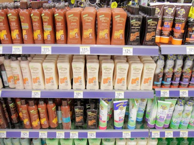 Sunscreens for sale at a Walgreens drug store.