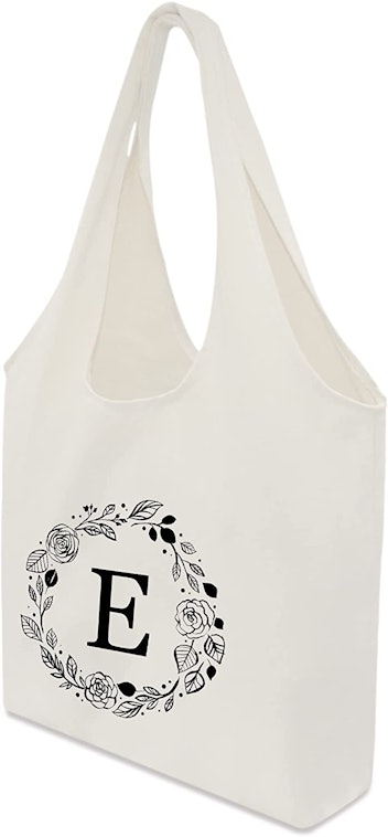 Binggemen Personalized Initial Canvas Tote Bag With Inner Pockets
