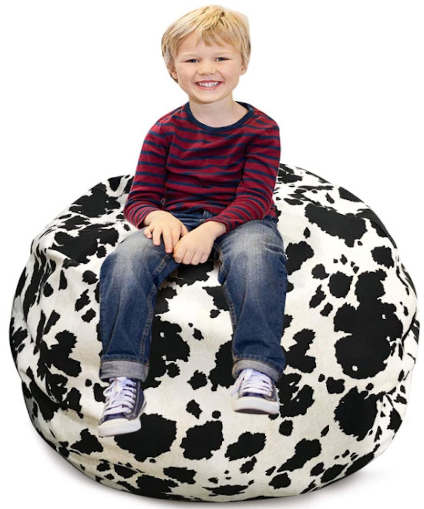 Lazy Cala Life Cow Print Stuffed Animal Storage Bean Bag Chair