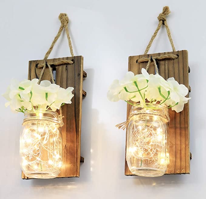 Greenco Mason Jar Wall Sconce (Set of 2)