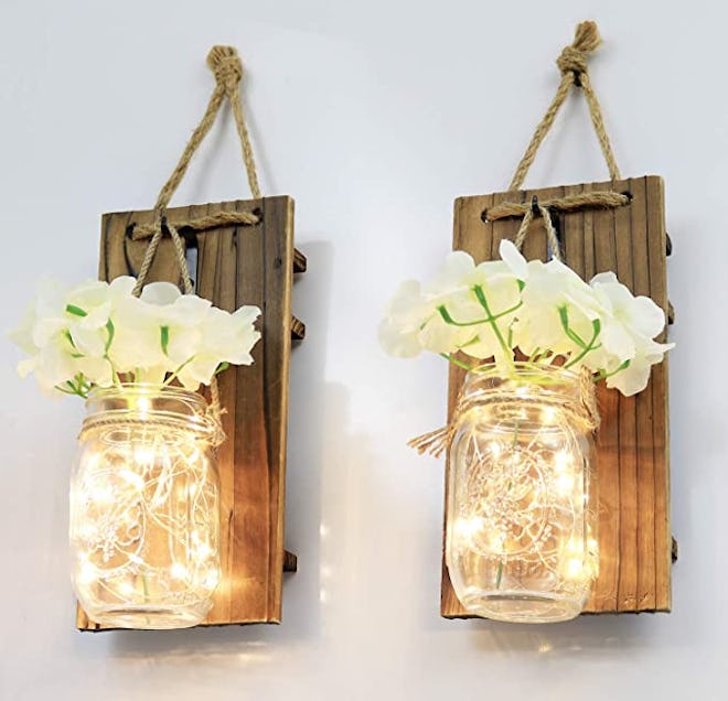 Greenco Mason Jar Wall Sconce (Set of 2)