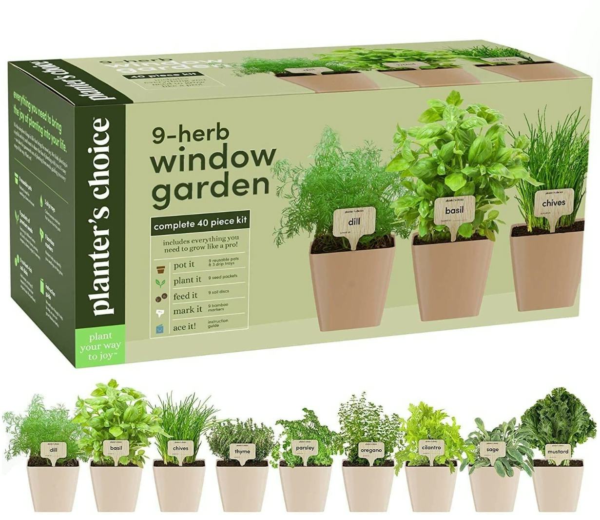 Planter&rsquo;s Choice 9 Herb Window Garden Indoor Herb Starter Kit