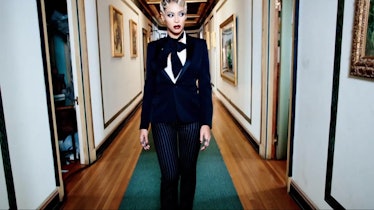 Beyonce in a hallway in the Haunted video. 
