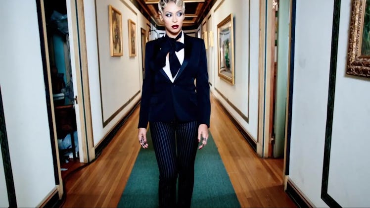 Beyonce in a hallway in Haunted video. 
