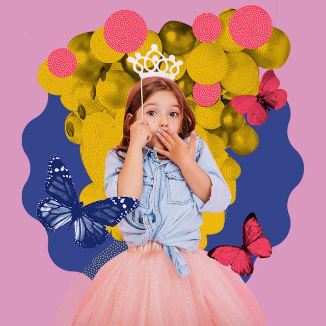 Little girl dressed like a princess for her birthday party