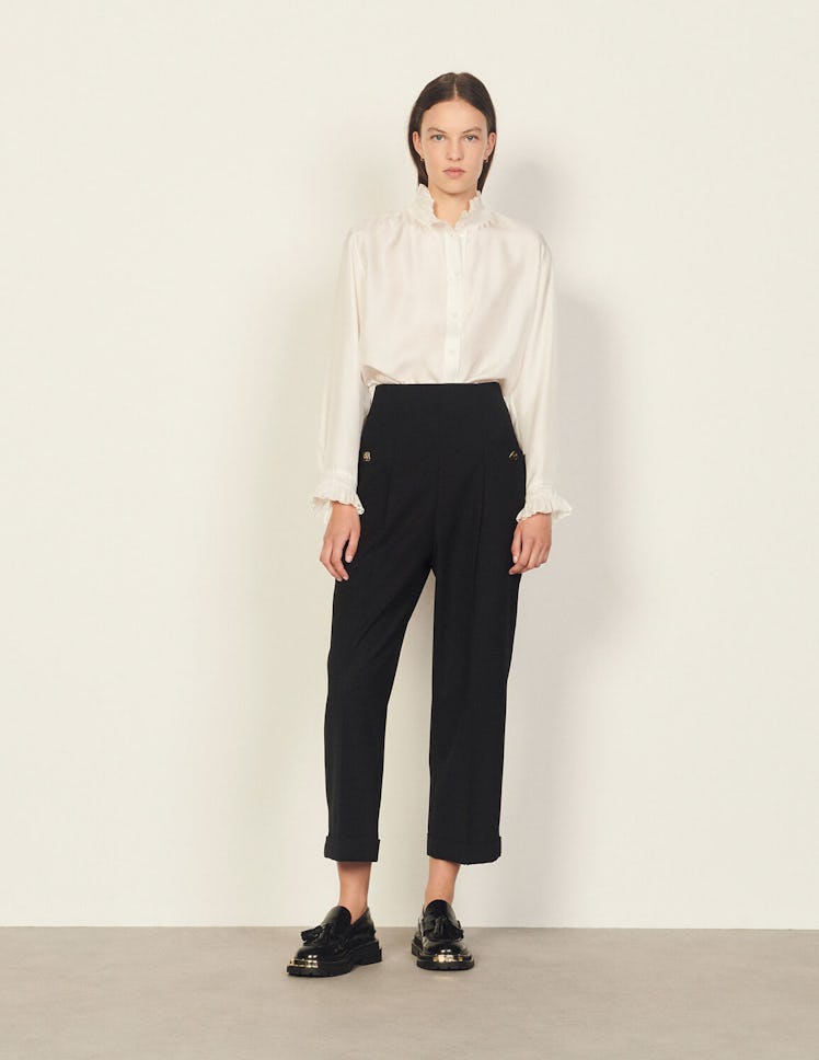 Sandro black high-waisted trousers