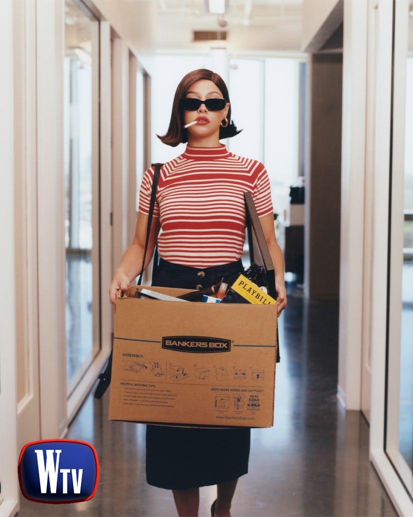 Madelyn Cline as Peggy Olson from ‘Mad Men.’ Cline wears Top from Paisley Babylon Vintage Clothing, ...