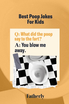 joke card with pooping dog picture, with text "what did the poop say to the fart," "you blow me away...