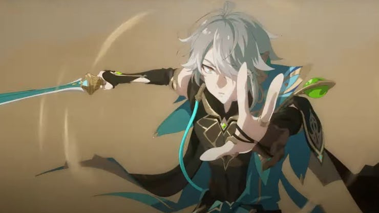 Alhaitham drawing sword in fight against Cyno