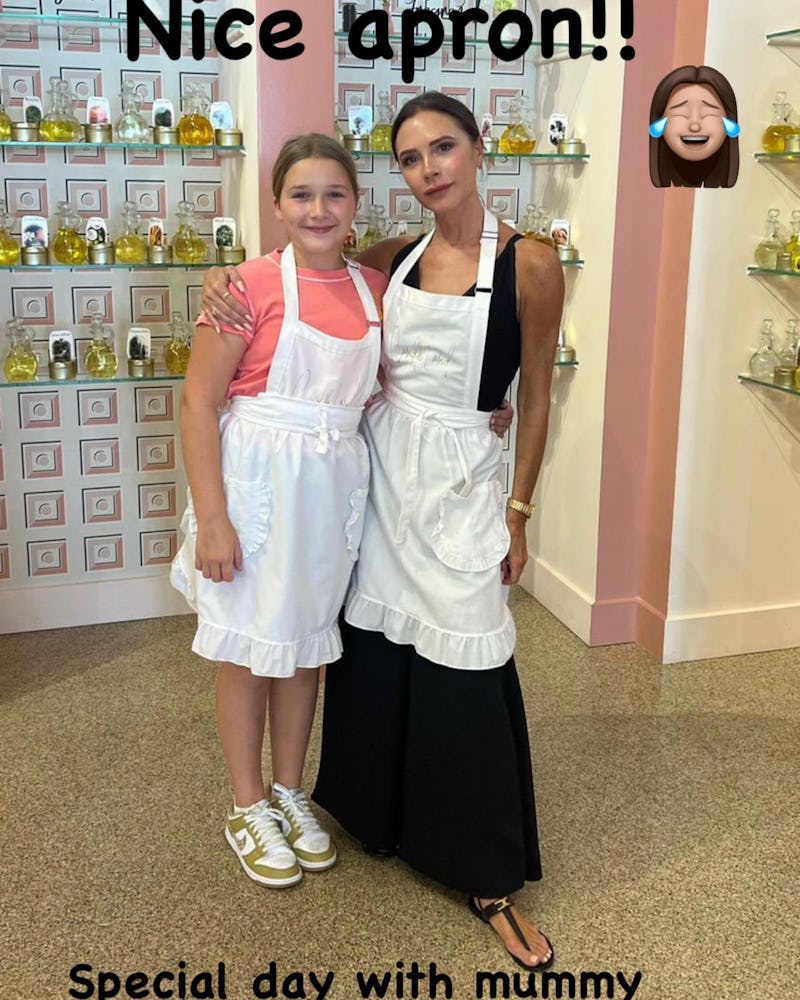 Victoria Beckham's candle making apron outfit