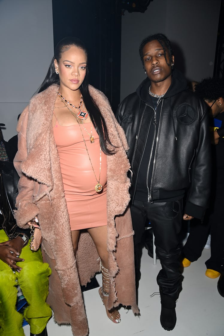 Rihanna and ASAP Rocky in leather jackets. 