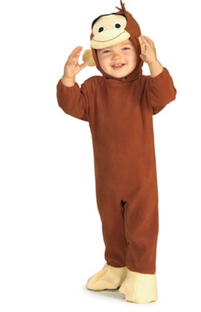 toddler wearing curious George costume