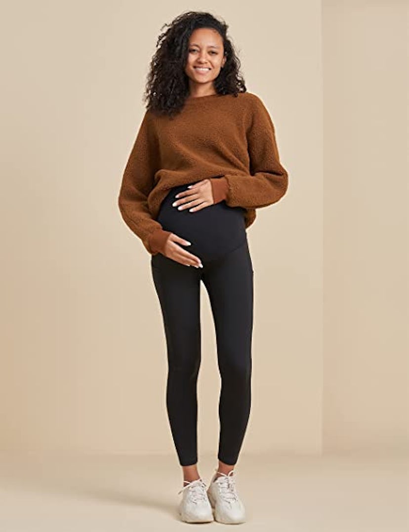 POSHDIVAH Maternity Fleece Lined Leggings (2-Pack)