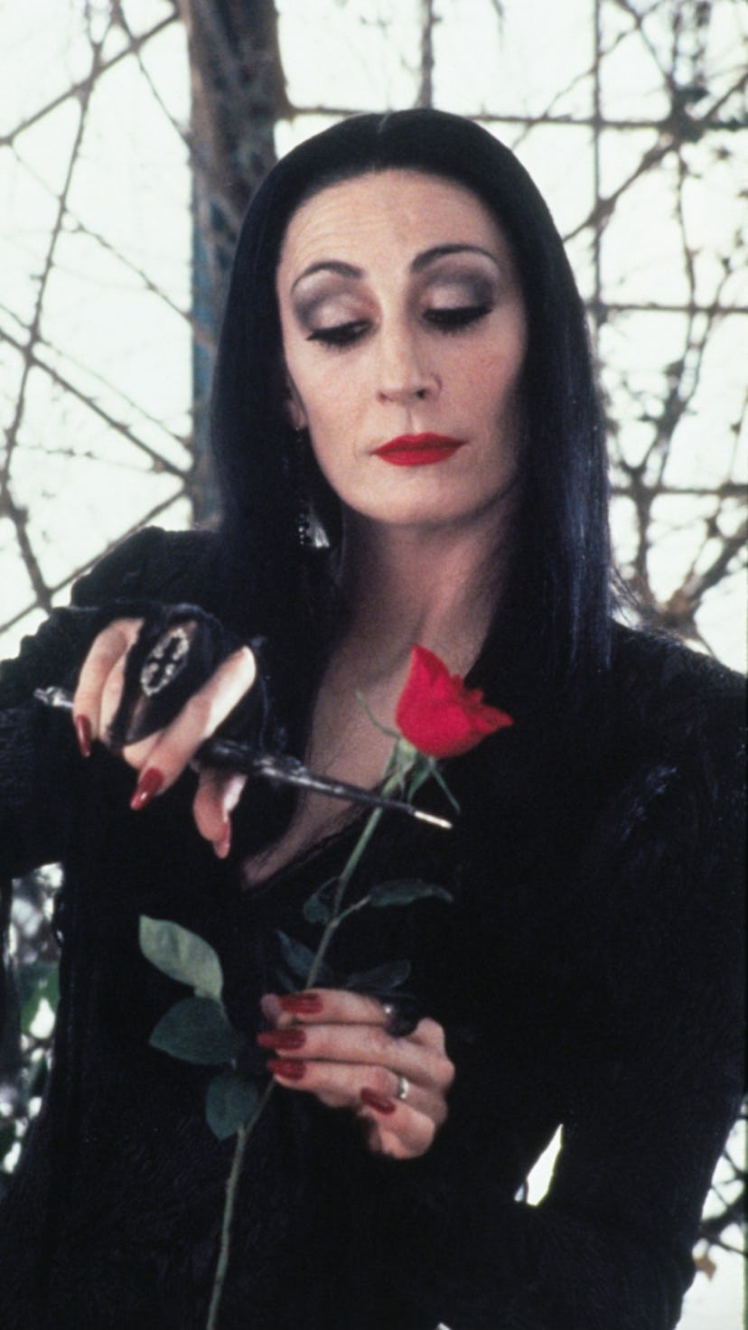 Morticia Addams's memorable red lipstick moment
