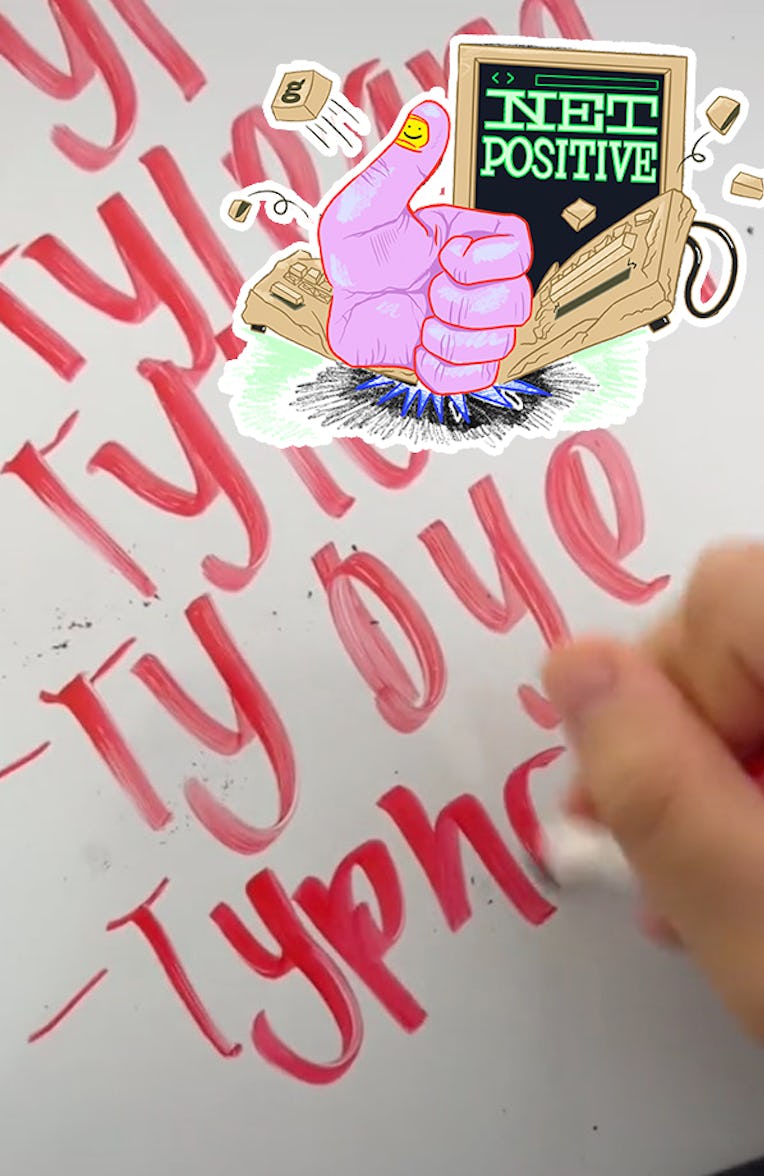 Whiteboard with "Tyleam," "Tylenol," "Ty Bye," and "Typhoon" written on it.