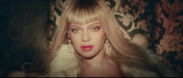 Beyonce in faux fur coat