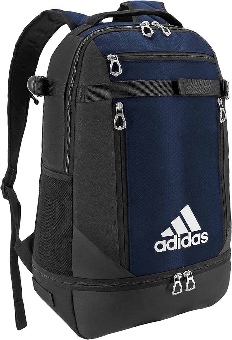 This adidas gym bag with shoe compartment has a thermal-lined cooler for snacks.