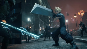 Cloud fighting enemy with Buster Sword