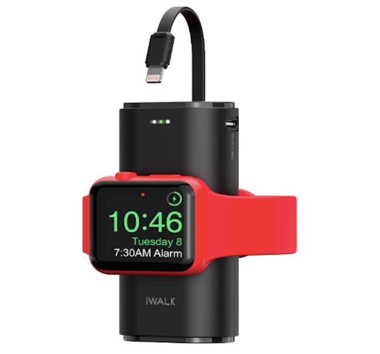 This portable apple watch charger can also power your iPhone and iPad. 