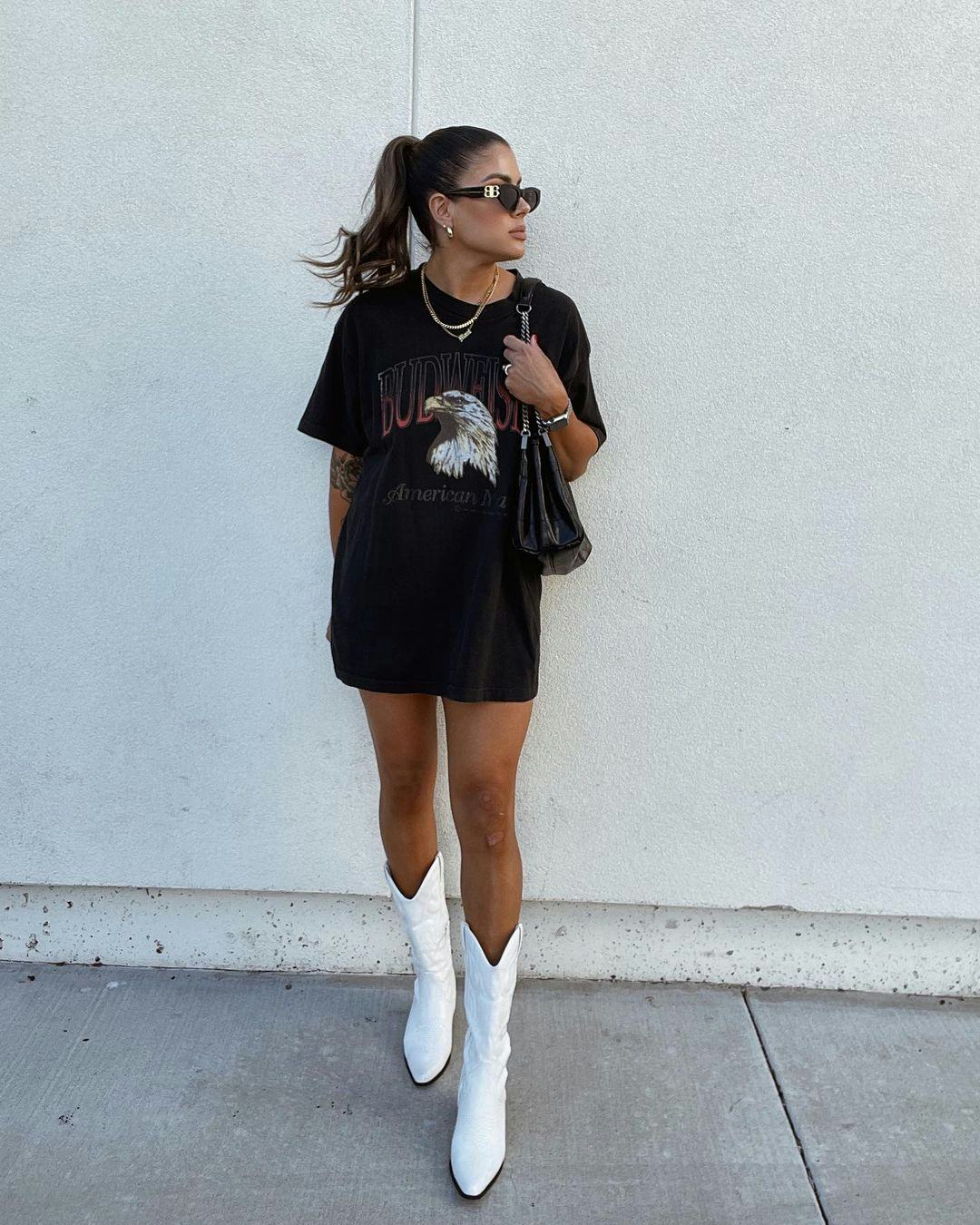 Thigh high boots on sale with t shirt dress