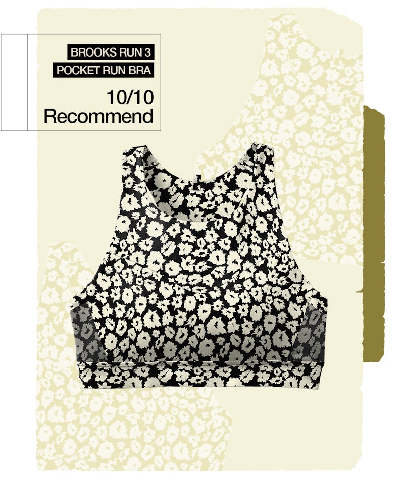 The Brooks Run 3 Pocket Run Bra features three pockets.