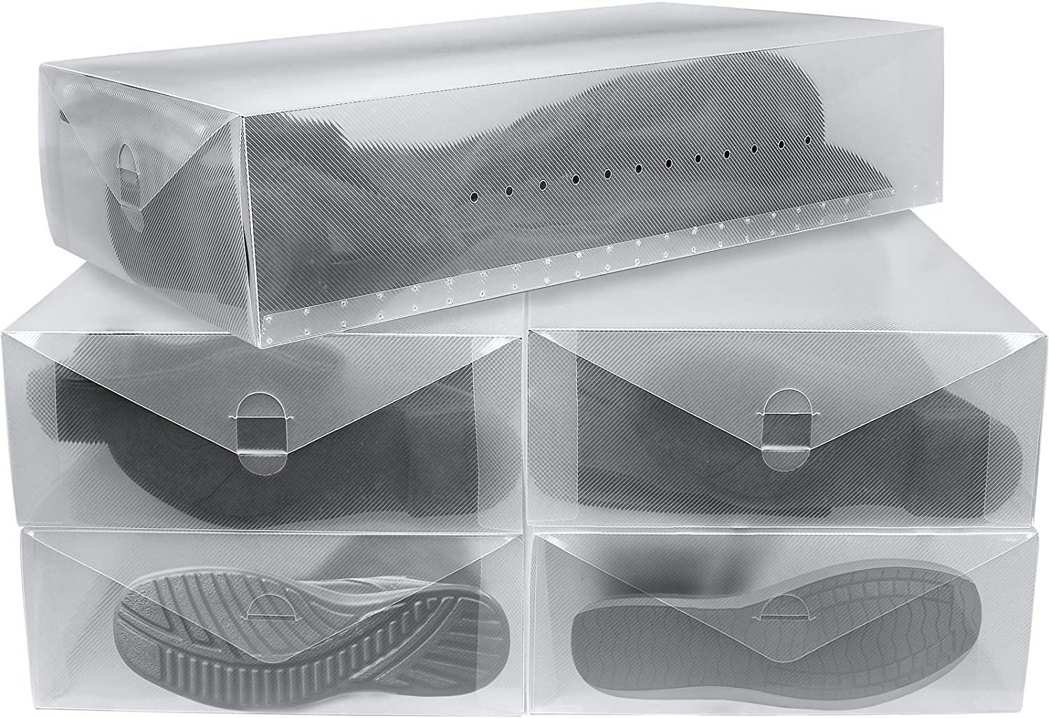 Greenco Clear Foldable Shoe Storage Boxes (5-Pack)
