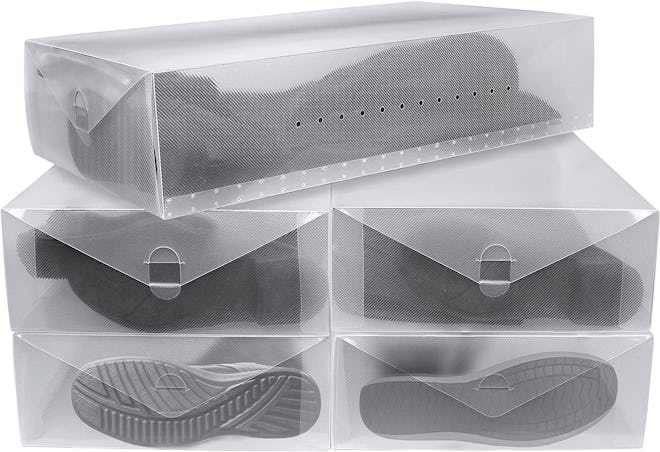 Greenco Clear Foldable Shoe Storage Boxes (5-Pack)