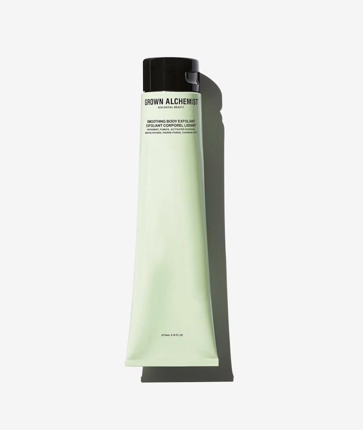 One of August 2022's best new beauty products is Grown Alchemist Smoothing Body Exfoliant 