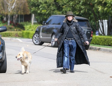 Diane Keaton with dog. 