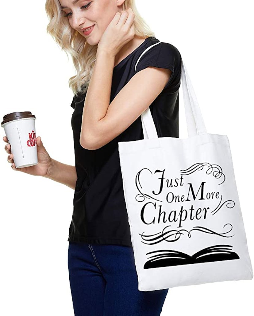 Fokongna Just One More Chapter Reusable Tote Bag