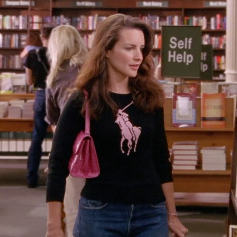 charlotte york wearing a ralph lauren logo sweater in sex and the city