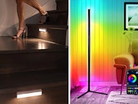 Kikmio RGB Color Changing Corner Floor Lamp and Brilliant Evolution LED Motion Sensor Lights 