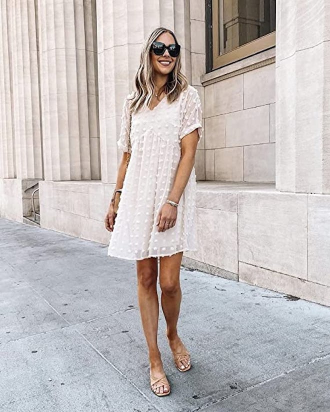 KIRUNDO Swiss Dot Short Sleeve Mini Dress